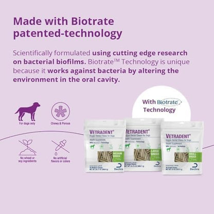 Vetradent® Veggie Dental Chews for Dogs - Medium, 30 Chews