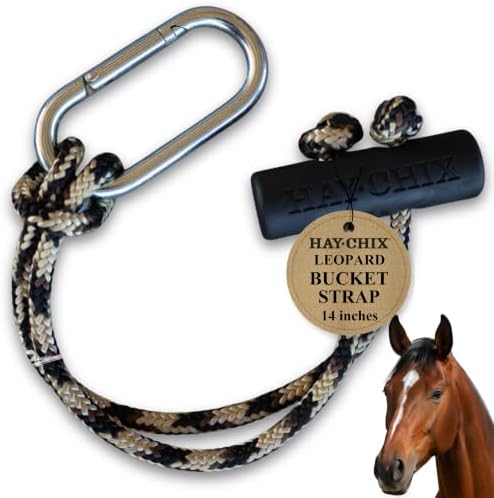 hay chix 14-Inch Horse Bucket Strap | Adjustable Stall Hanger, Leopard
