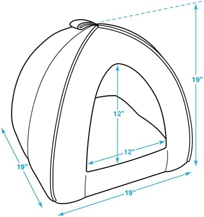 Best Pet Supplies Dog House Bed Crate Mat Tent Indoor Round Soft Plush for Small, Medium, and Large Breeds - Gray Linen, 19 x 19 x H:19"