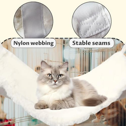 Andiker Cat Hammock, Reversible Cat Cage Hammock with Metal Hooks for Cats for Sleeping and Playing, 14.56 * 11.81 Inches Double-Sided Hanging Kitten Bed to Hang in Cages or Under Chairs (Small)