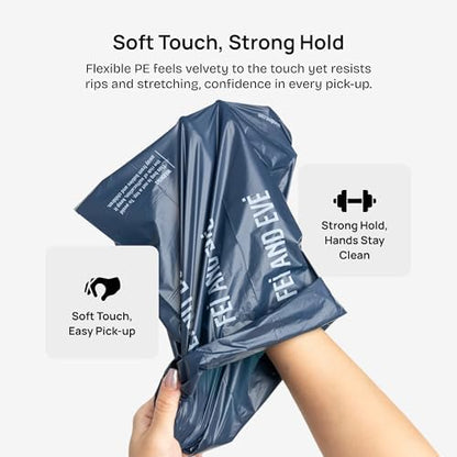 Fei & Eve Poop Bag Dispenser - Compact & Lightweight | Fits all Leashes | Compatible with all standard rolls | White, With 1 Roll Poop Bag