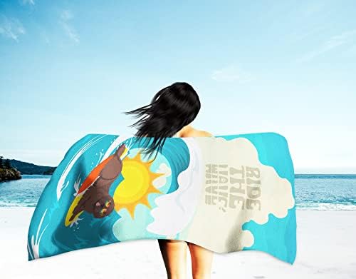Caroline's Treasures MLM1244TWL3060 Surfer Dog Brown Newfoundland Premium Beach Towel Oversized Towel Beach Blanket, Pool, Beach Essentials, Yoga, Premium Bath Towel, Quick Dry Plush