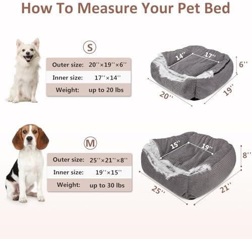 MIXJOY Dog Beds for Medium Large Small Dogs, Rectangle Cave Hooded Blanket Puppy Bed, Luxury Orthopedic Cat Beds for Indoor Cats, Warmth and Machine Washable (25 inches, Grey)