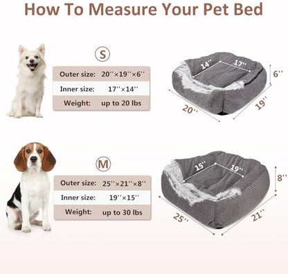 MIXJOY Dog Beds for Medium Large Small Dogs, Rectangle Cave Hooded Blanket Puppy Bed, Luxury Orthopedic Cat Beds for Indoor Cats, Warmth and Machine Washable (25 inches, Grey)