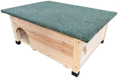 Relaxdays Hedgehog Shelter with Floor, Maze Entrance & Weatherproof Roof, Wood, HxWxD: 25 x 57 x 44 cm, Natural