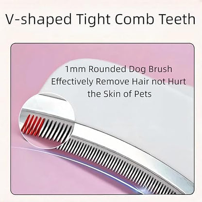 Blue Small Dog Shedding Brush - Tight V-shaped Teeth Deshedding Comb with Curve Blade, Pet Deshedding Tool for Cats and Dogs