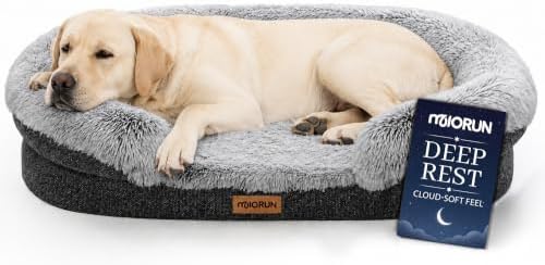 Miorun Fluffy Orthopedic Dog Beds Large Sized Dog, 48" Bolster Sofa Bed