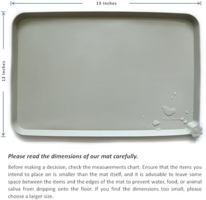 Hoki Found Silicone Pet Food Tray - Non Slip Pet Dog Cat Bowl Placemat - Feeding Mat - Waterproof Dog Cat Food Mats - For Carpet - Cream Green