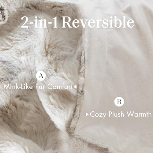 Madison Park Zuri Ultra Soft Faux Fur Twin Blanket Reversible, Snow Leopard