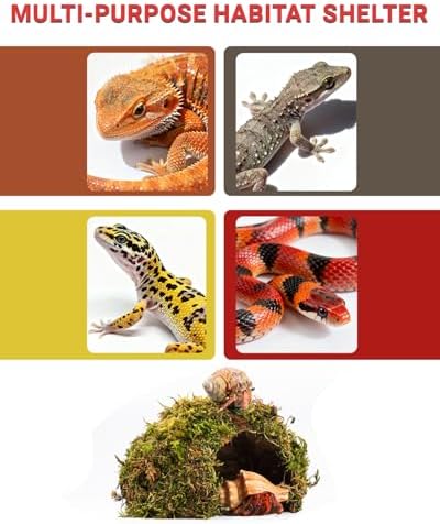 Reptile Hides and Caves – Leopard Gecko Tank Accessories, Natural Dome Reptile Cave & Shelter, Gecko Tank Accessories & Hermit Crab Shelter, Hamster Cage Accessories