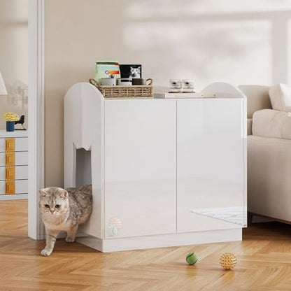 DWVO Large Hidden Litter Box Furniture with Hooks