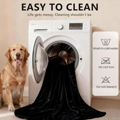 gogobunny Waterproof Blanket for Dogs and Cats, Reversible Flannel Double-Sided Furniture Protector for Couch Sofa Bed Against Spills & Pet Fur (50" x 60", Black/Red)