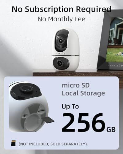 VIRTAVO Pet Camera Indoor No Subscription 2 Pack, for Dog Cat Baby