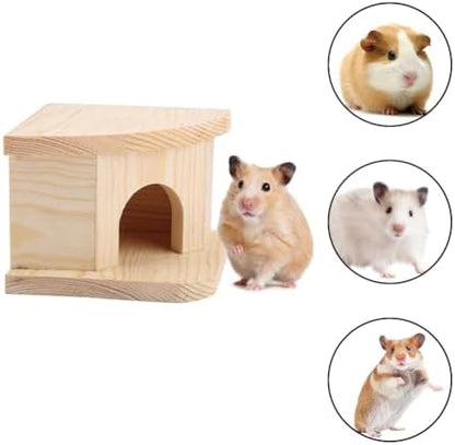 Joyzan Hamster Hideout Wooden House, Chamber Mouse Playing Hiding Chewable