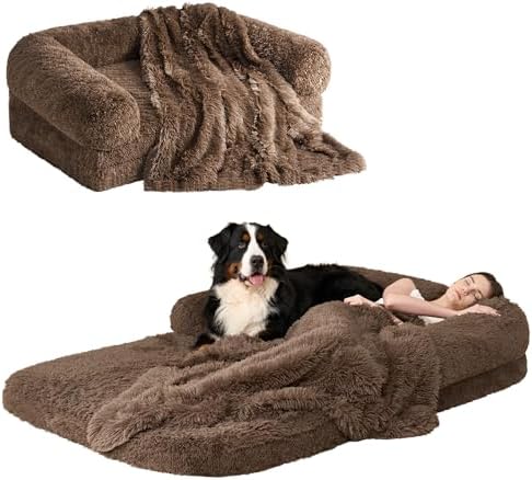 EHEYCIGA Orthopedic Foldable Human Dog Bed - 72x44x11, Brown