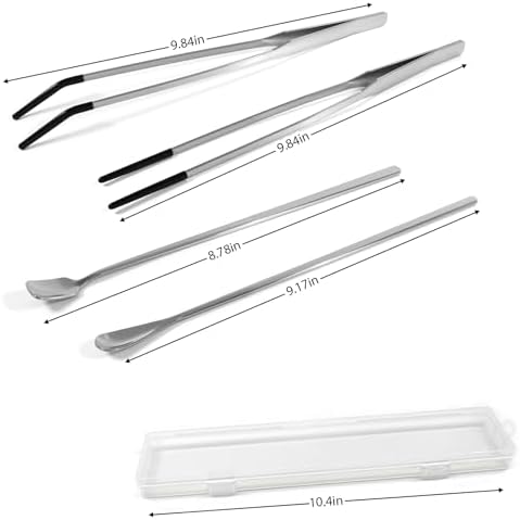 4-Piece Reptile Feeding Tongs Set with Silicone Tips & Feeding Spoons