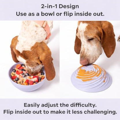Wobbowl - Silicone Dog Freezer Bowl - Slow Feeder Bowl & Lick Mat (Almond)