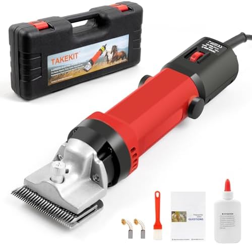 TAKEKIT Horse Clippers, 600W Professional Heavy Duty Horse Body Clippers, 6-Speeds Large Livestock Clippers for Body Clipping Horse Equine Cattle and Thick Coat Animals