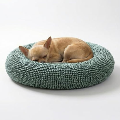 Muddy Mat® Cloud K-9 Bed for Dogs & Cats, Soft & Relaxing Donut Dog Bed, Chenille Material, Removable Cover, Washable & Dryer Safe–Seafoam Green Small(25'x25')