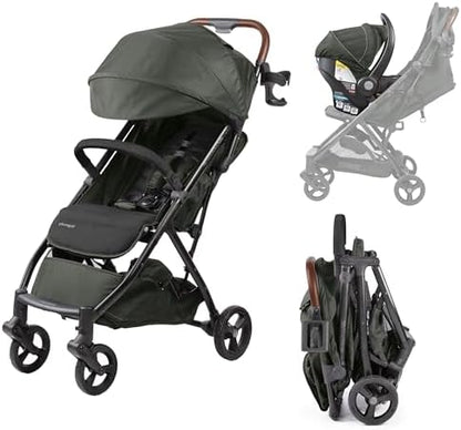 Ingenuity 3Dquickclose CS+ Compact Fold Stroller – Lightweight Stroller with Oversized Canopy, Extra-Large Storage and Compact Fold, Forest
