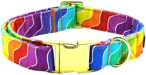 Dog Collar, LGBT for Pride Month Durable Metal Pet Collar Rainbow Girl Boy Dog Collar Adjustable for Small Medium Large Dogs