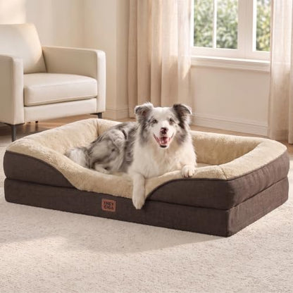 EHEYCIGA Orthopedic XL Dog Bed for Large Dog, Memory Foam Dog Couch, Brown