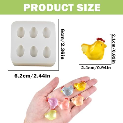 Mini Chicken Figurines Resin Silicone Mold for DIY Fairy Garden Decor