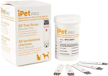 iPet PRO Blood Glucose Test Strips, 50 Count, Designed for Dogs and Cats