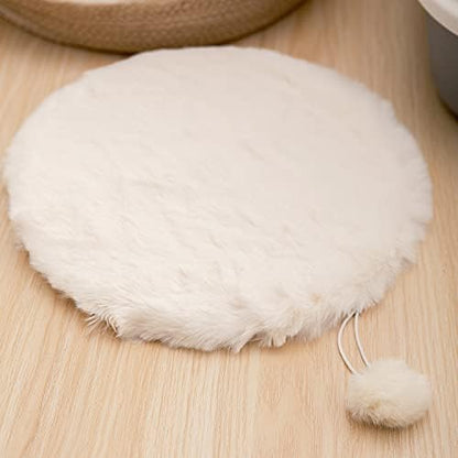 SHENGOCASE 2-Pack 18" Round Faux Rabbit Fur Cat Dog Bed Cushion Pad Mat, Cat Tree Tower Replacement Cushion Pad for Window Perch, Carrier House Cage Crate Kennel Furniture