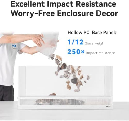 127 Gallon Reptile Tank, 48" x 24" x 26" Barded Dragon Tank Reptile Enclosure for Easy Maintenance, Top Screen Ventilation & Sliding Door