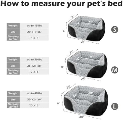 INVENHO Small Dog Bed Rectangle Washable Orthopedic Soft Calming Sleeping Durable Pet Cuddler with Anti-Slip Bottom