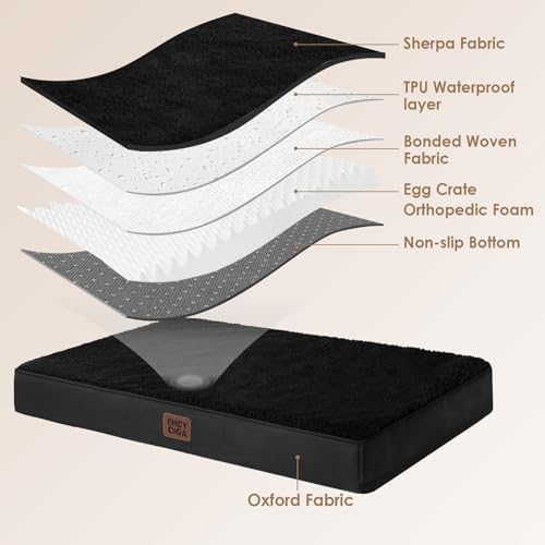 EHEYCIGA Orthopedic Dog Bed Large with Removable Washable Cover, 41IN Black