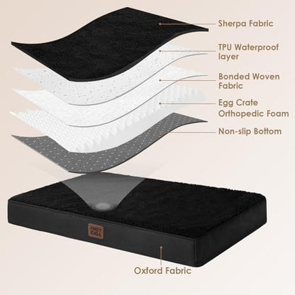 EHEYCIGA Orthopedic Dog Bed Large with Removable Washable Cover, 47IN Black