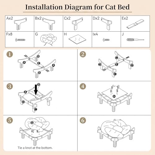 Elevated Wooden Cat Bed with Fluffy Removable Cushion, Modern Petal Shaped Cat Couch Sofa for Indoor Cats Small Dogs 40lbs Capacity Easy to Assemble (Gray)