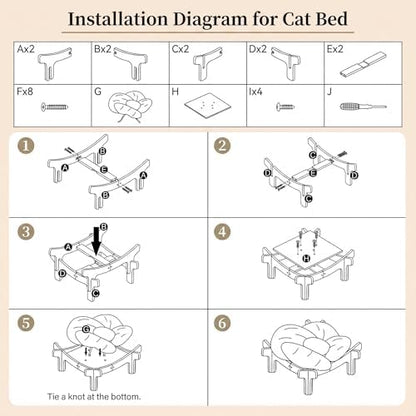 Elevated Wooden Cat Bed with Fluffy Removable Cushion, Modern Petal Shaped Cat Couch Sofa for Indoor Cats Small Dogs 40lbs Capacity Easy to Assemble (Gray)