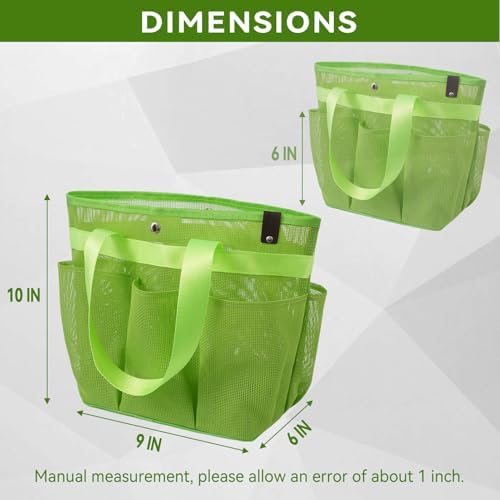Mesh Horse Grooming Tote Bag Breathable Waterproof, 6 Pockets Horse Grooming Kit Tool Bags, Horse Cleaning Caddy Box for Cleaning Supplies, Pet Grooming Organizer for Horse Donkey, Green