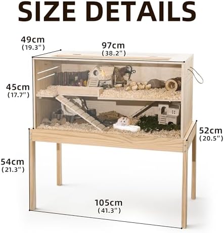 Pine Small Animals Houses&Habitats Chewproof, 40" Pine Guinea Pig Cage Hamster Cage for Small Animals (40" Large, Table Frame)
