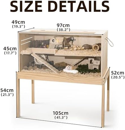 Pine Small Animals Houses&Habitats Chewproof, 40" Pine Guinea Pig Cage Hamster Cage for Small Animals (40" Large, Table Frame)