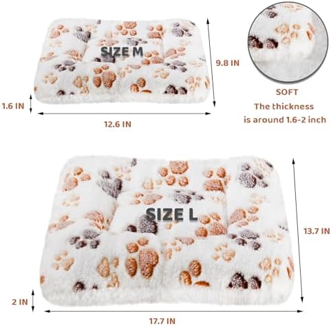 Amakunft 2 Pcs Guinea Pig Bed Mat Washable, Rabbit Winter Bed Pad for Indoor, Warm Small Animal Bed Mattres, Fleece Sleeping Pad for Bunny, Rat, Hedgehog, Sugar Glider, Chinchilla (Paw, Large)