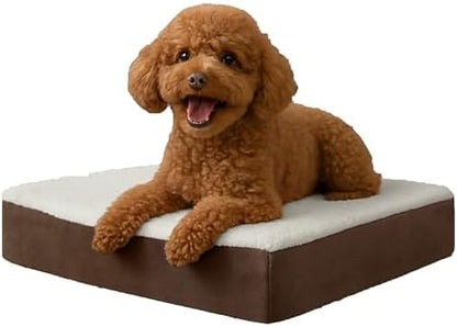 Orthopedic Dog Bed - 2-Layer Memory Foam Crate Mat with Machine Washable Sherpa Cover - 20x15 Pet Bed for Small Dogs Up to 20lbs by PETMAKER (Brown)