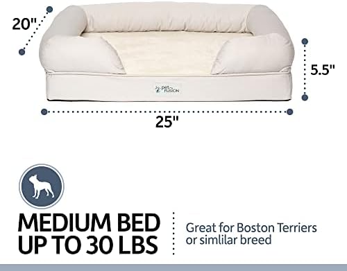 PetFusion Ultimate Dog Bed, Orthopedic Memory Foam, Multiple Sizes/Colors, Medium Firmness Pillow, Waterproof Liner, YKK Zippers, Breathable 35% Cotton Cover,1yr. Warranty, Small (25x20"), Sandstone