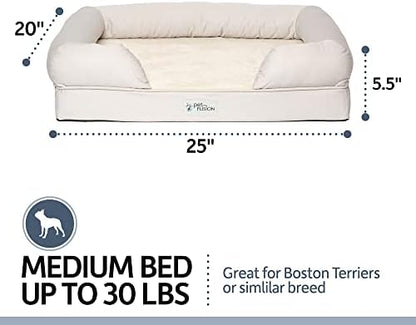 PetFusion Ultimate Dog Bed, Orthopedic Memory Foam, Multiple Sizes/Colors, Medium Firmness Pillow, Waterproof Liner, YKK Zippers, Breathable 35% Cotton Cover,1yr. Warranty, Small (25x20"), Sandstone