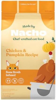 Made by Nacho Dry Cat Kibble 11lb Bag, High Protein and Grain-Friendly Premium Cat Food, Cage-Free Chicken & Pumpkin Recipe, Infused with Bone Broth for Hydration, Limited Ingredients, Single Bag