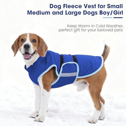 Nanaki Reflective Dog Fleece Sweater-Warm Cozy Puppy Fleece Vest for Fall Early Spring Dog Winter Coat, Adjustable Stretchy Pet Sweatshirts for Beagle Boston Terrier Bulldogs Sweater Christmas, L