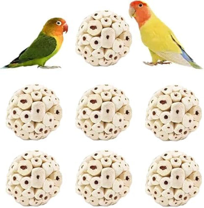 LWINGFLYER 6 Pieces Sola Atta Ball Parrot Biting Toy Bird Chew Accessories Natural Sola Plant Material for Birds, Rabbits, Hamsters and Small Pets.