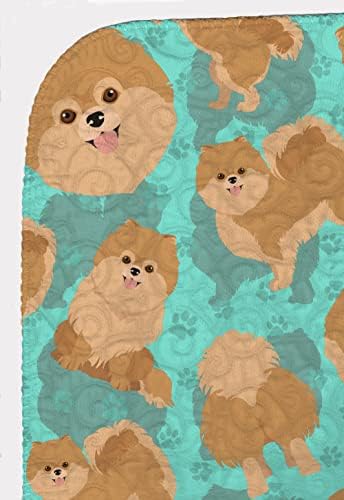 Caroline's Treasures MLM1083LQB Orange Pomeranian Quilted Blanket 50x60 Artwork Pattern Quilted Throw Blanket for Bed, Couch, Sofa, Soft and Lightweight