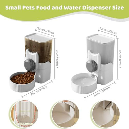 Hanging Cage Auto Pet Food Bowl Water Bottle Dispenser, 1L, Grey