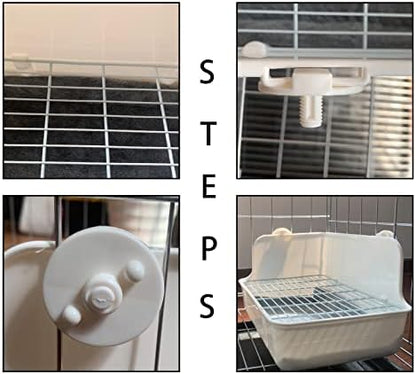 11Pcs Rabbit Litter Box Toilet,Bunny Corner Litter Bedding Plastic Square Grate Guinea Pig Bunny Ferret Hamster Hedgehog, Potty Trainer Bedding Box for Guinea Pig Ferret Hamster Hedgehog (White)