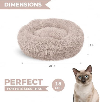 Whiskers & Friends Cat Beds for Indoor Cats & Small Dog, Fluffy Cat Bed