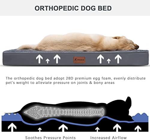 Waterproof Extra Large Size Dog Crate Bed Orthopedic 44x32 Grey